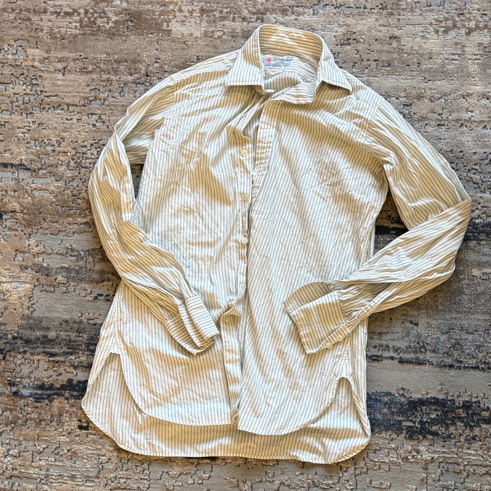 Turnbull & Asser Beige Striped Casual Shirt